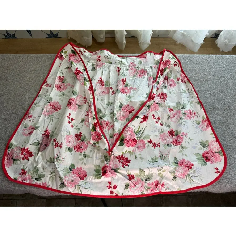 Lot of 2 Vintage Deadstock Floral Half Aprons Pink Red Rose Novelty RN 26465